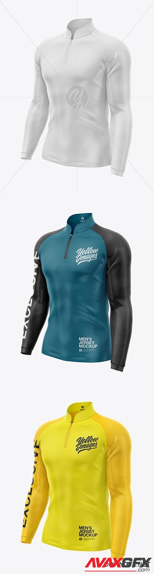 Mens Jersey With Long Sleeve Mockup - Front Half Side View 49461