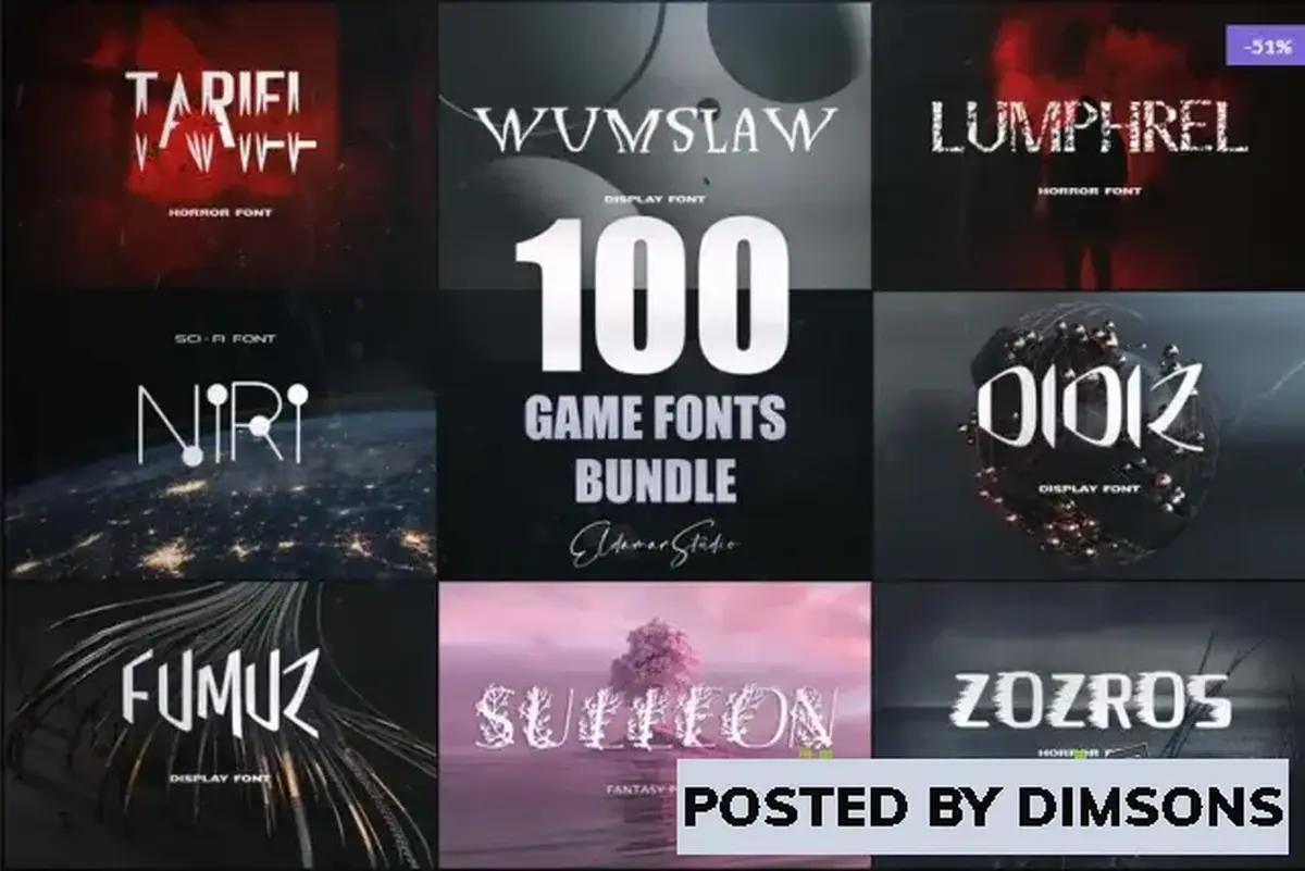 Unity 2D 100 Game Fonts Pack