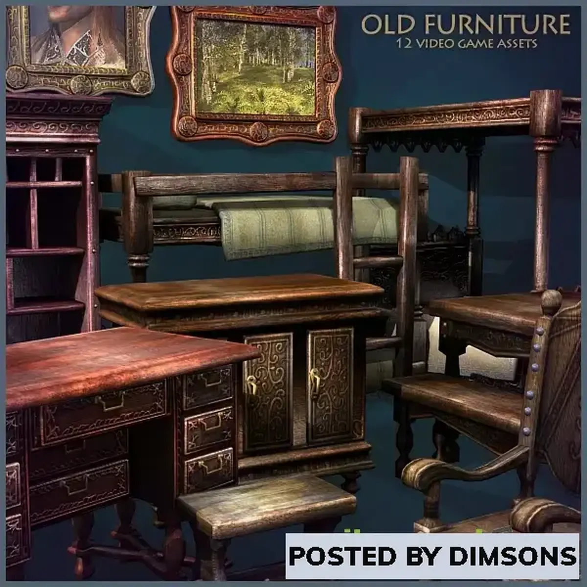 Unity 3D-Models 12 Old Furnishings v2.0