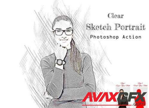 Clear Sketch Portrait PS Action - 16063234