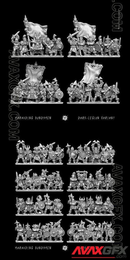 Mace Face Miniatures – Marauding Bondsmen – Dark Legion Print in 3D