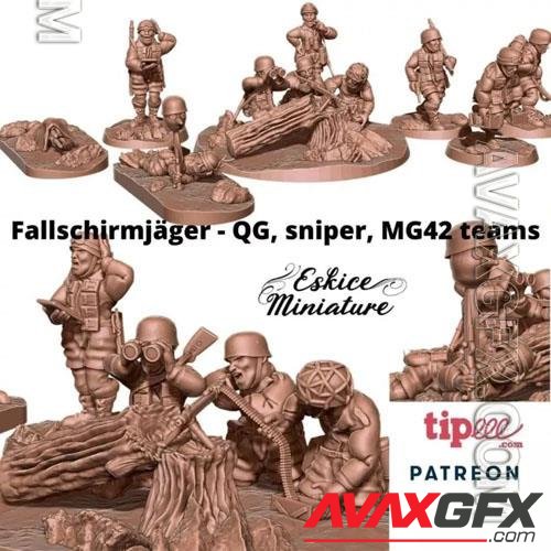 Eskice Miniature Fallschirmjager – GQ, Sniper, MG42 – Firing Team Print in 3D