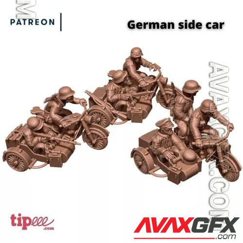 Eskice Miniature – German Motorbike and Side Car Print in 3D
