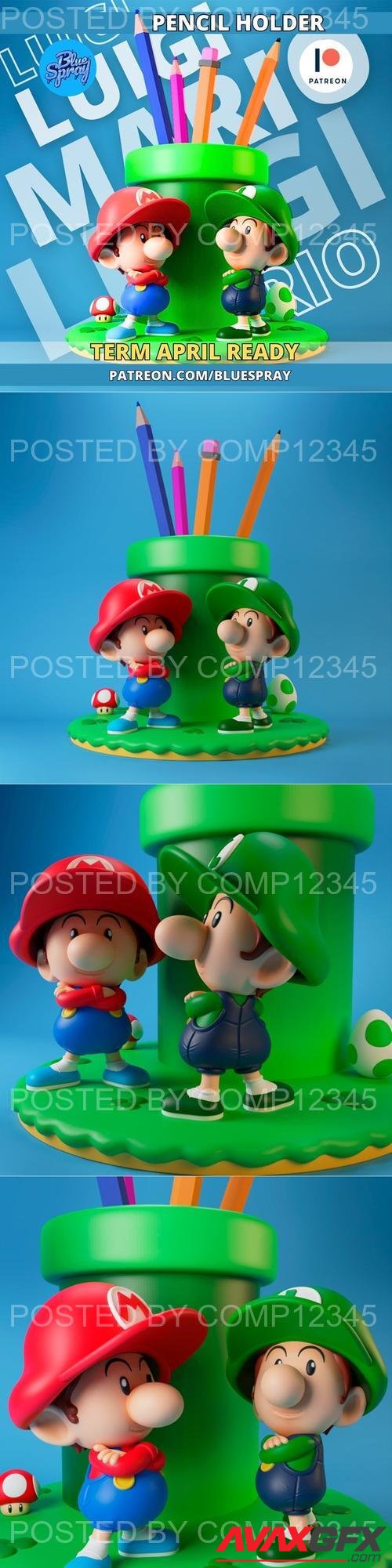 Pencil Holder Babies Mario and Luigi 3D Print