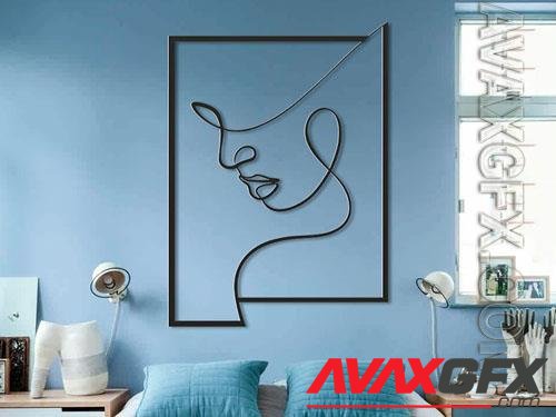 Face One Line 3D Printed Wall Art - Home Decor