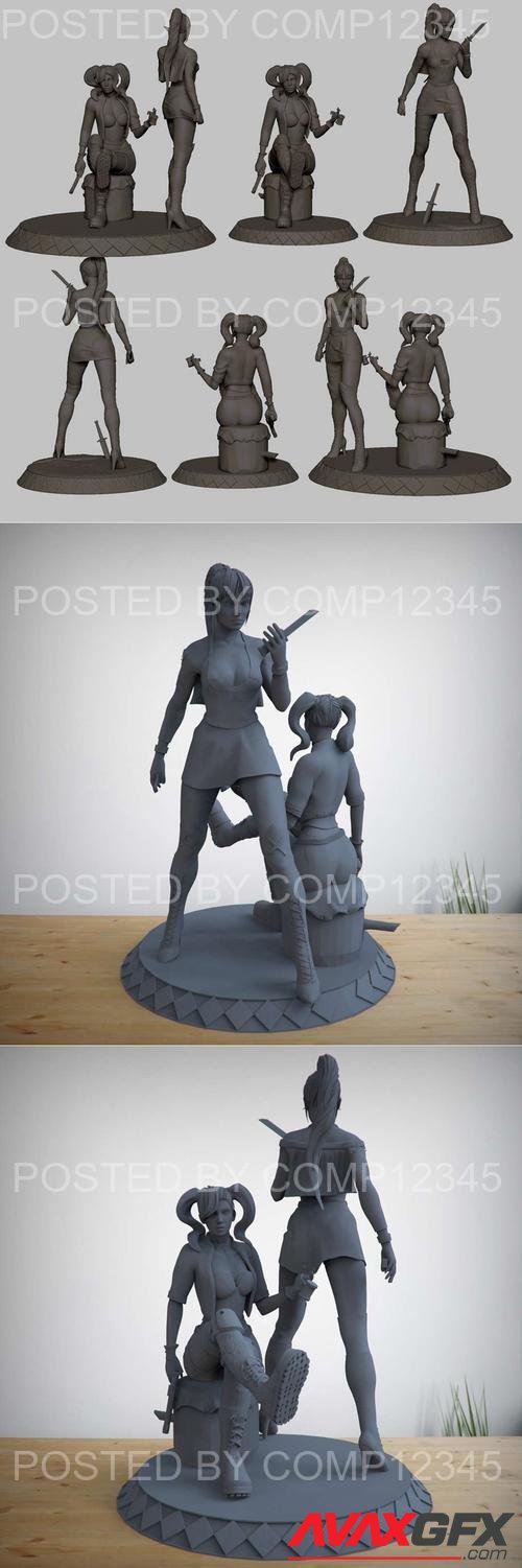 Harley and Punchline 3D Print