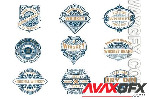 Set of 9 Vintage Logos and Badges [AI]