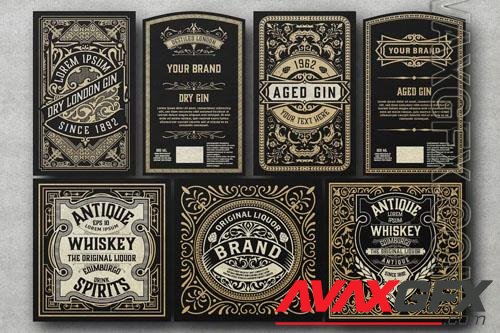 Set of 7 Vintage Labels for Packing [AI]