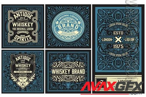 Set of 5 Vintage Labels for Packing vol 3 [AI]