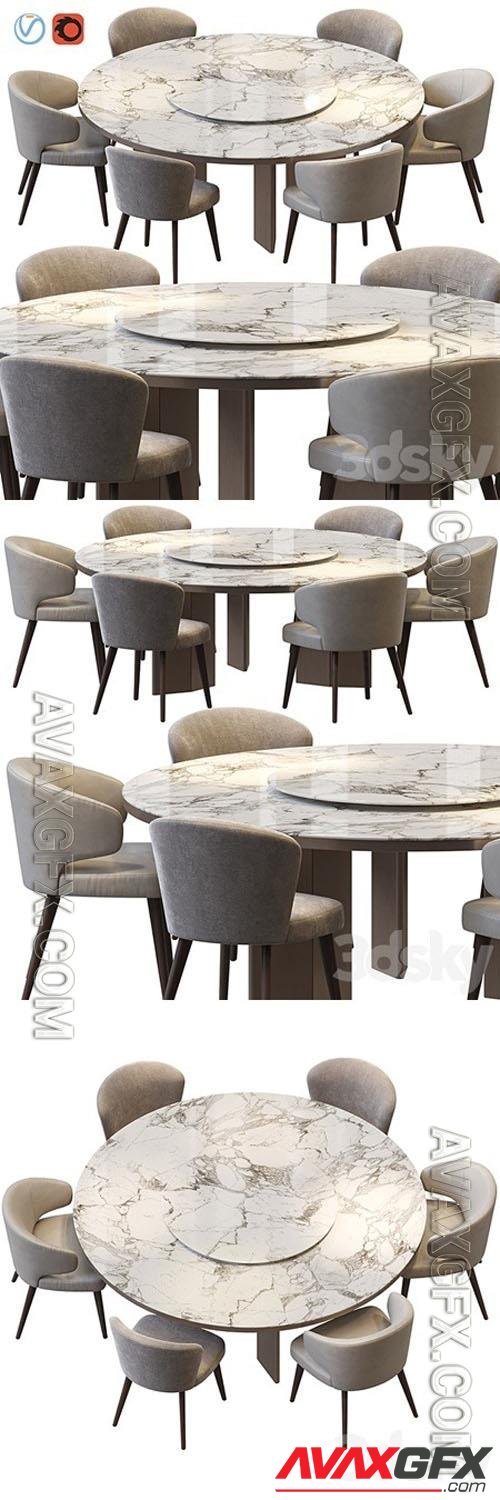 MORGAN MARBLE TABLE AND ASTON DINING CHAIR - 3d model