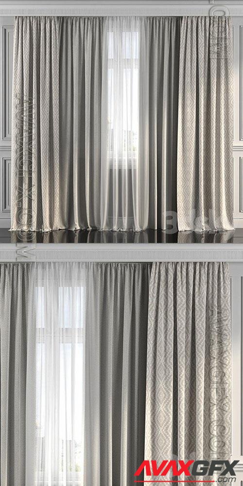 Curtains with window 190 - 3d model