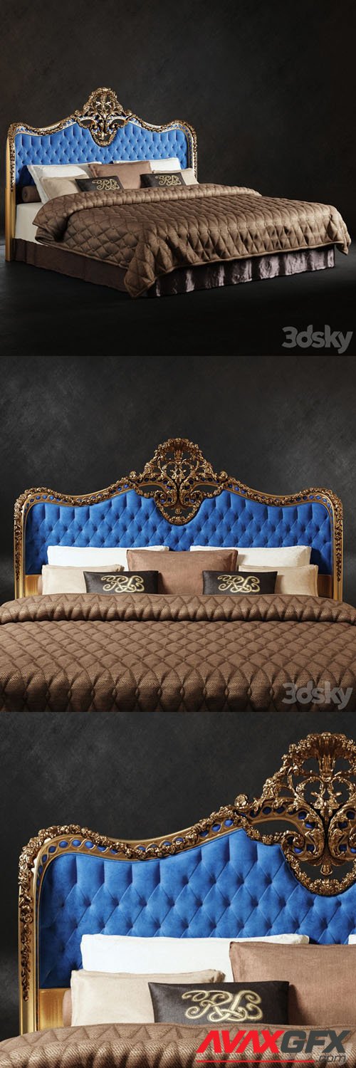 Bed with Oak Lucretia Heabord – 3D Model