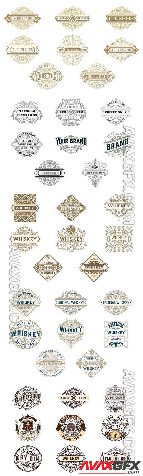 Vintage logos and badges, labels for packing vector set vol 4