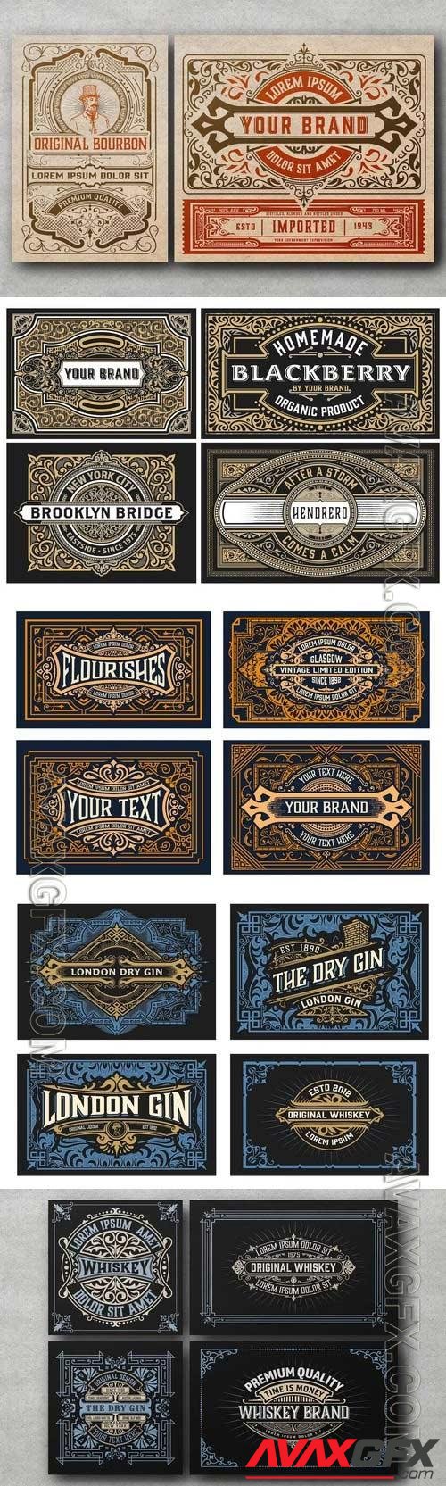 Vintage logos and badges, labels for packing vector set vol 3