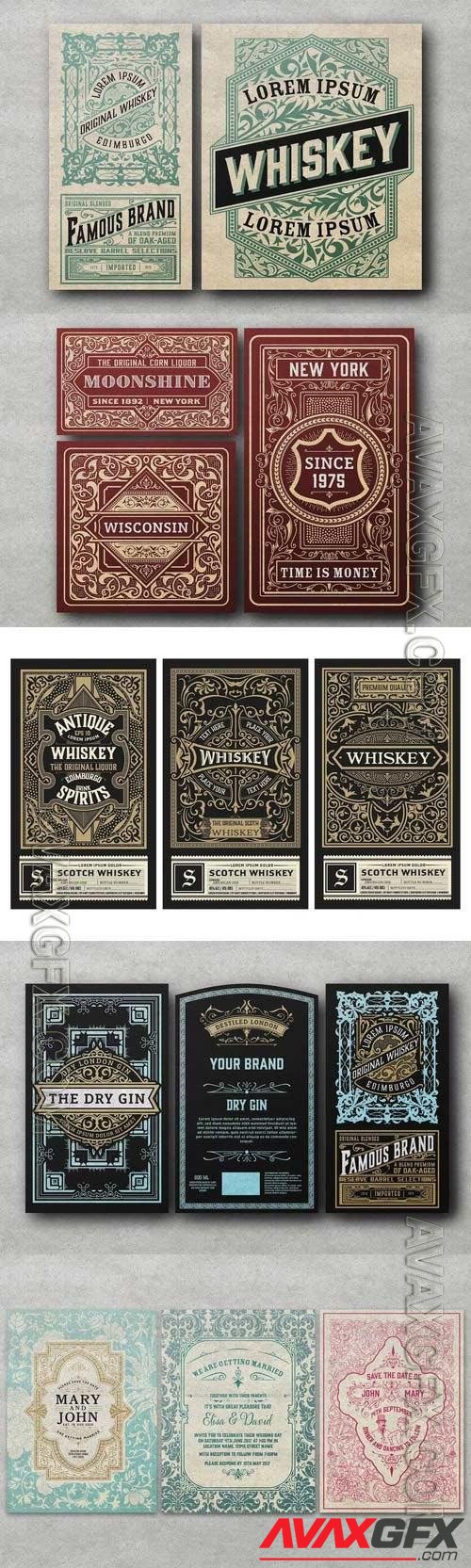 Vintage logos and badges, labels for packing vector set vol 2