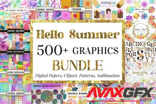 Hello Summer Graphics Bundle - 58 Premium Graphics