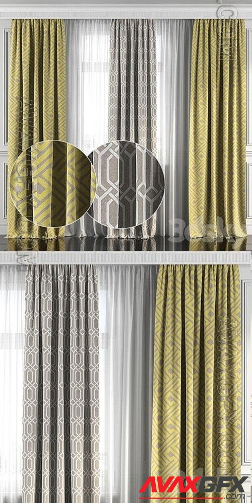 Curtains with window 155 - 3d model