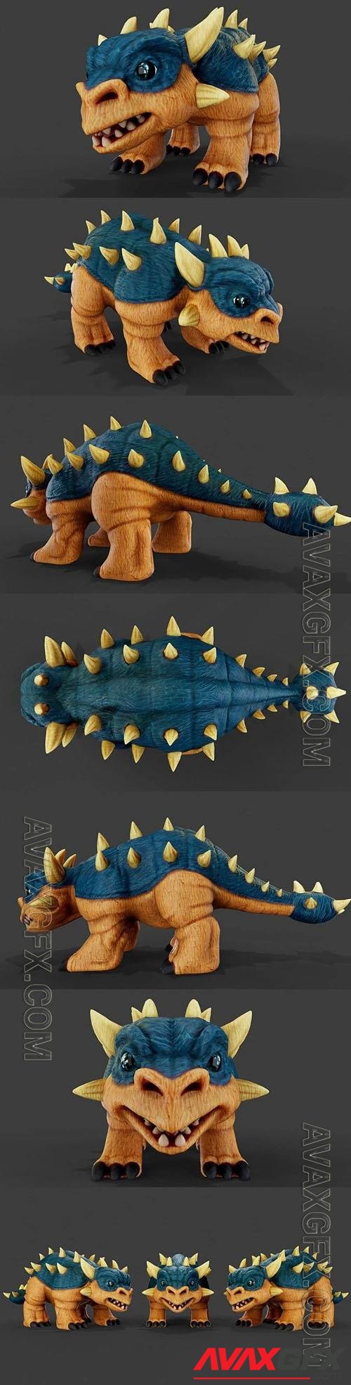 Cute Stylize Ankylasaurus (PBR) - 3d model