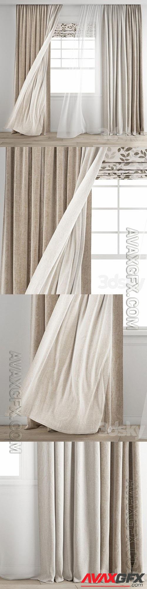 Curtain 345 Wind blowing effect 8 - 3d model