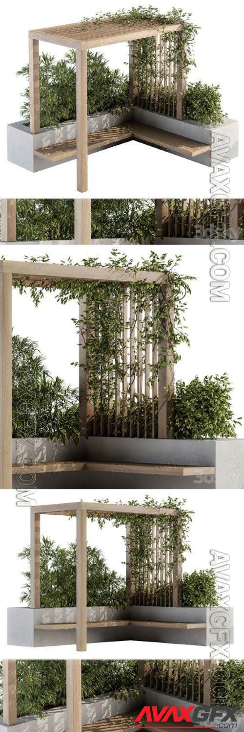 Roof Garden and Landscape Furniture with Pergola 04 - 3d model