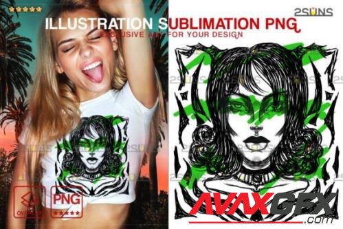 Tattoo girl illustration PNG clipart magic Sublimation - 2560986