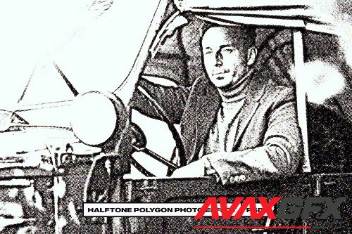 Halftone Polygon Photo Effect - 48BZMTC