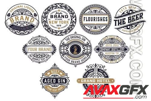Set of 9 Vintage Logos and Badges vol 4