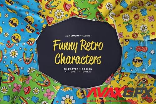 Funny Retro Characters - Seamless Pattern