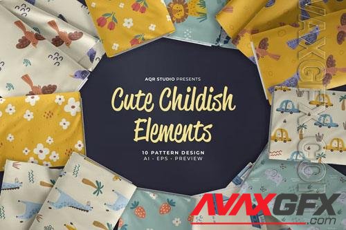 Cute Childish Element - Seamless Pattern