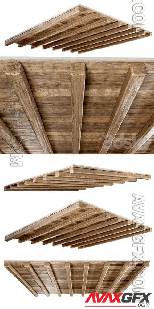 Wooden ceiling Wooden pitched ceiling - 3d model