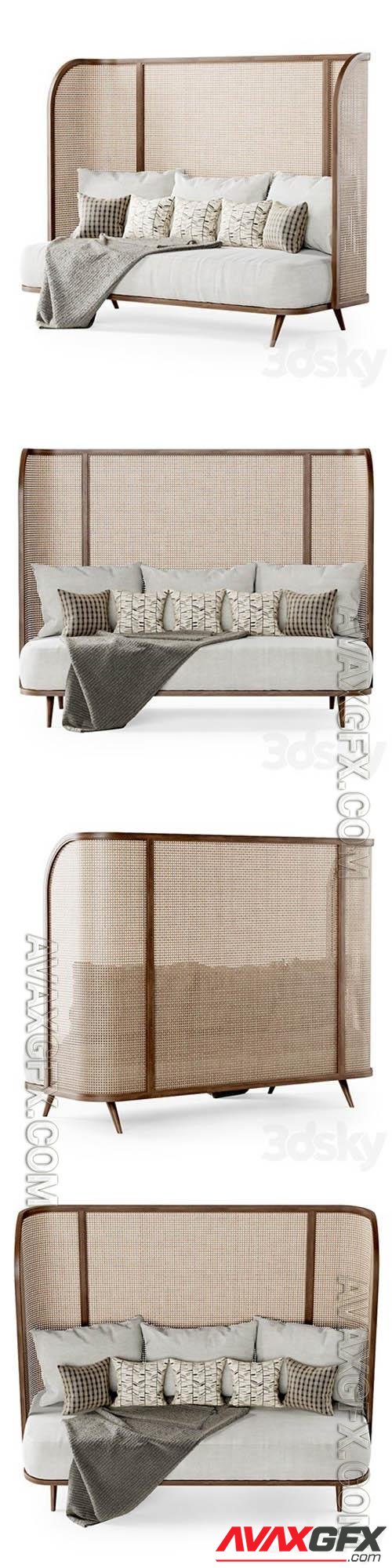 Three Seater Garden Sofa CV33 High Back - 3d model