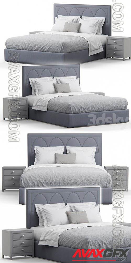 Regan upholstered king bed - 3d model