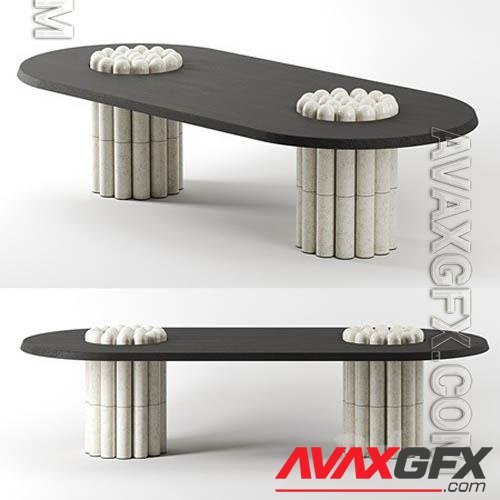 Raku Yaki Dining Table Oblong - 3d model