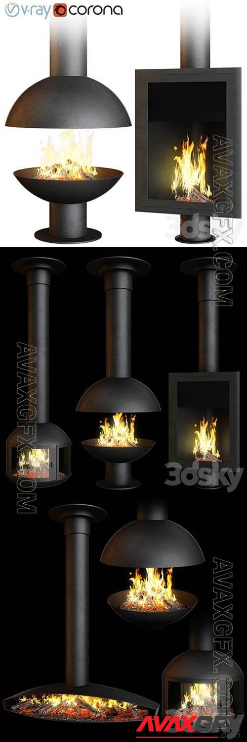 Fireplace set Focus Creation 3 (4 options) - 3d model