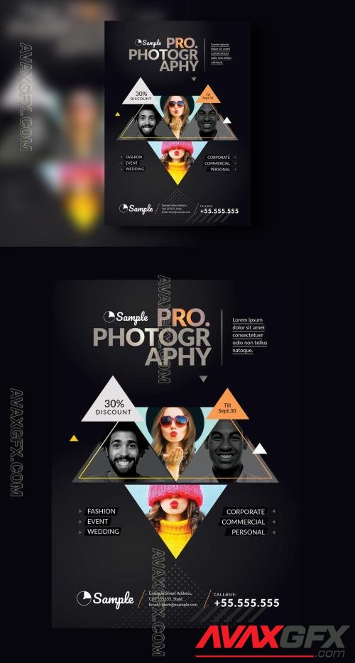 Black Portfolio Poster Layout with Triangle Masks 300712901 [Adobestock]