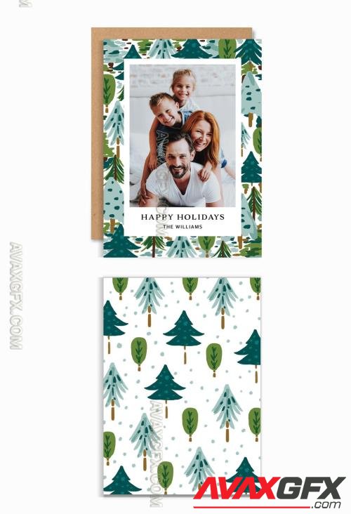 Holiday Card Layout with Christmas Trees 296618832 [Adobestock]