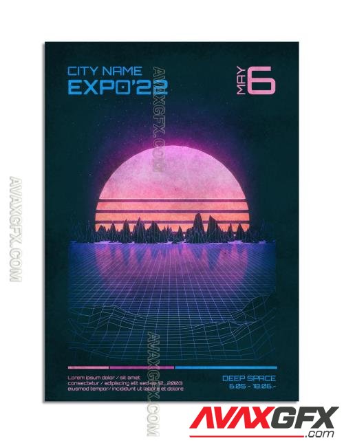 Retro 80s Sci-Fi Event Poster Layout 295919452 [Adobestock]
