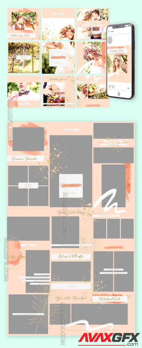 Social Media Post Layouts Set with Golden Accents 277926120 [Adobestock]