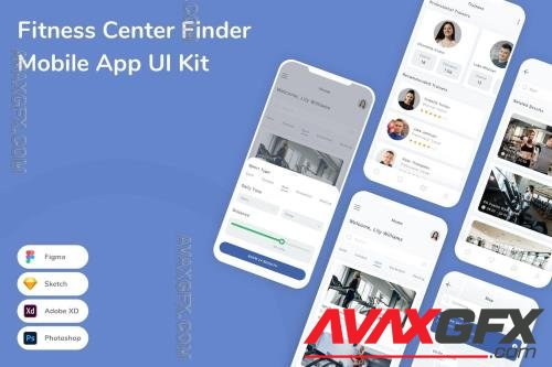 Fitness Center Finder Mobile App UI Kit 554YD65