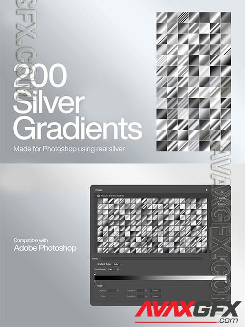 200 Silver Photoshop Gradients