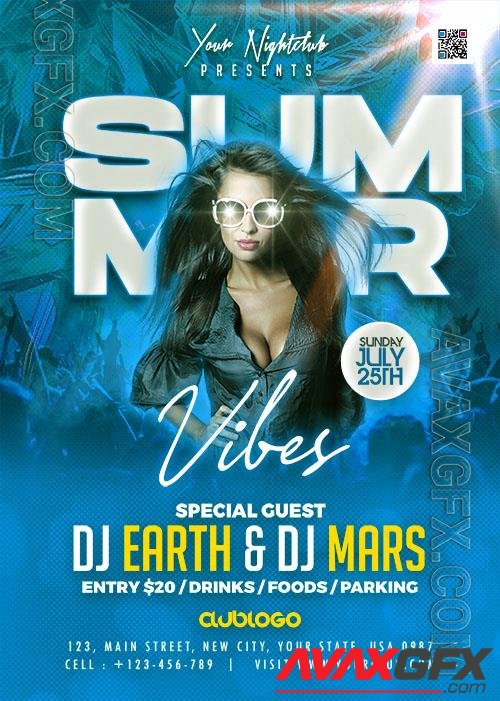 Summer Vibes DJ Party Flyer PSD