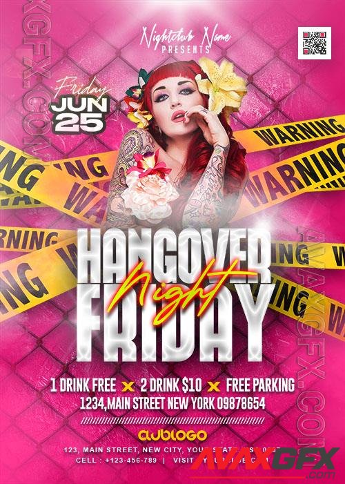 Hangover Full Night Party Flyer PSD