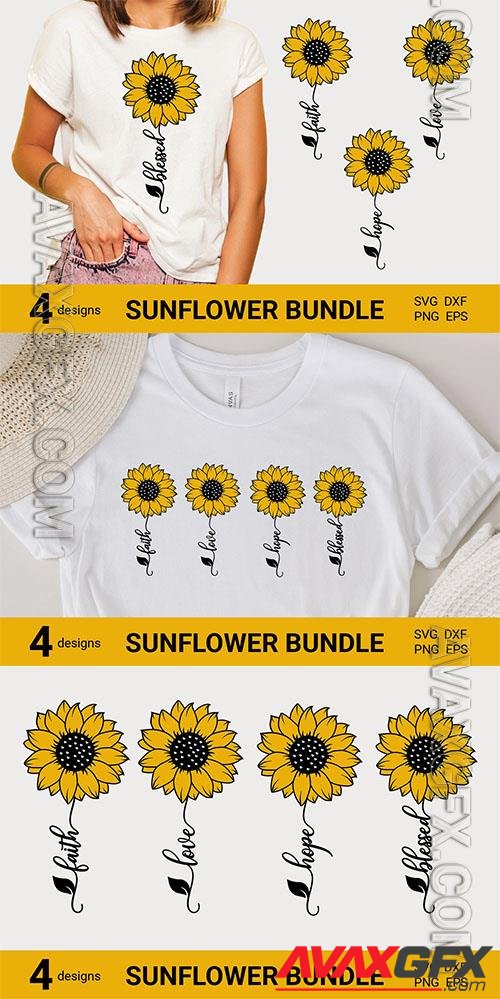 Sunflower blessed faith love hope design elements