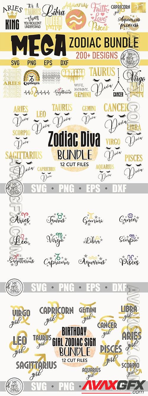 Zodiac Sign and Astrology bundle design elements