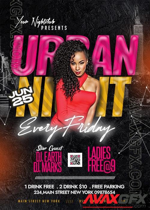 Urban Ladies Night Party Flyer PSD