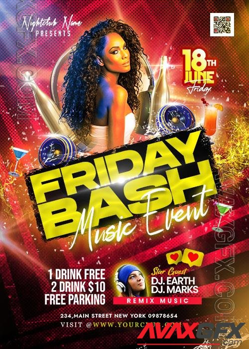 Friday Bash Music Event Flyer PSD