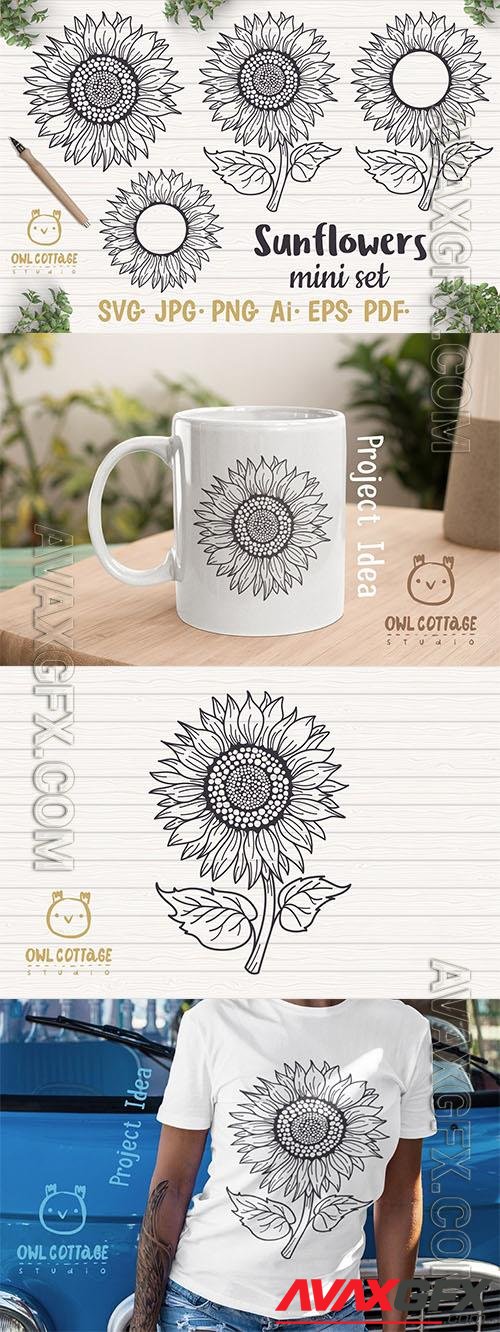 Sunflower monograms  bundle  design elements