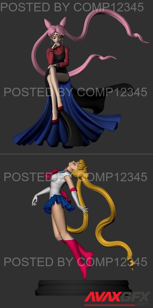 Black Lady and Sailor Moon 3D Print