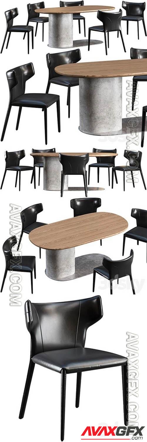 Dining table Natuzzi Ombra and chair Natuzzi Pi Greco - 3d model