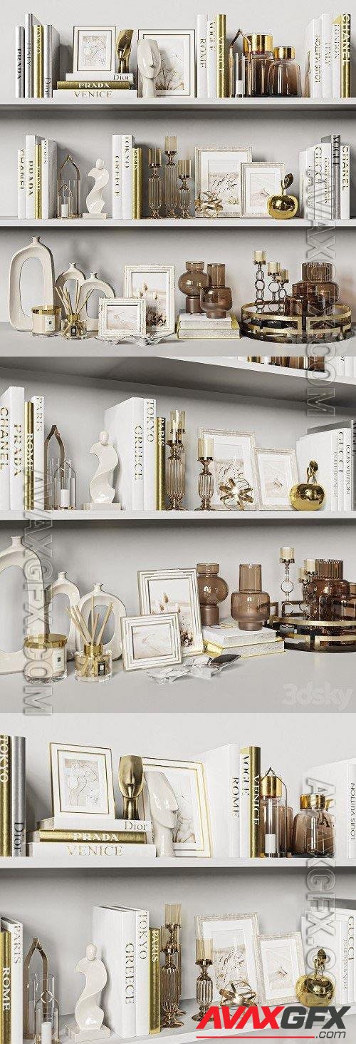 Decorative Set 37 White and Gold Books